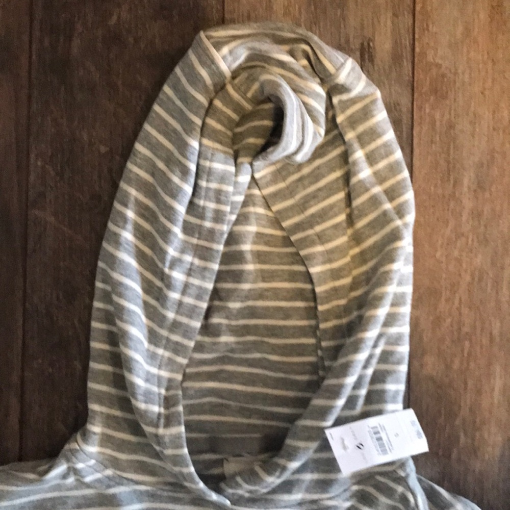 NWT Lou & Grey S Gray & White Striped Hoodie Dress - Picture 4 of 5